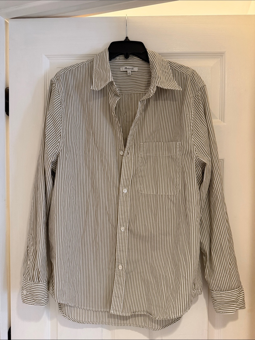 Madewell Thin Stripe Button-Down Shirt in Beige and White